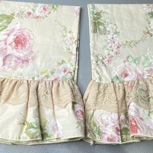 Vtg Bill Blass SPRINGMAID Windemere Pillowcase Set Pink Rose Lace Ruffle 80s USA